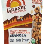 Grandy Organics Peanut Butter & Dark Chocolate Granola - 6g Protein Snackable Granola Clusters - Whole Grain, Gluten Free, Non-GMO, Certified Organic Healthy Snacks - Pack of 1