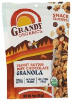 Grandy Organics Peanut Butter & Dark Chocolate Granola - 6g Protein Snackable Granola Clusters - Whole Grain, Gluten Free, Non-GMO, Certified Organic Healthy Snacks - Pack of 1